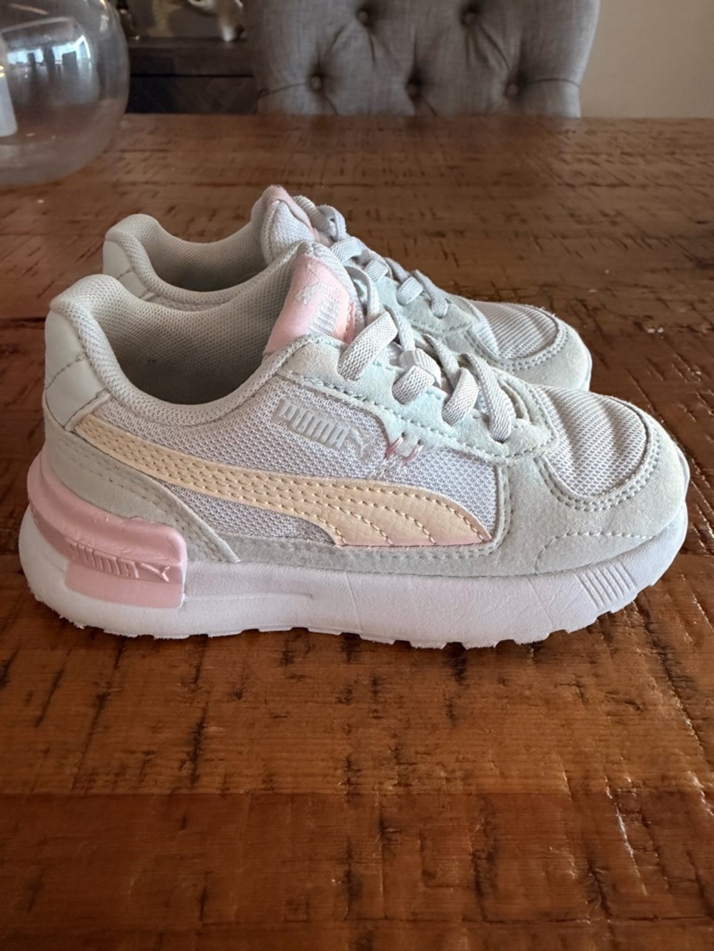 Puma toddlers' Neutral white and Pastel Pink Sneakers